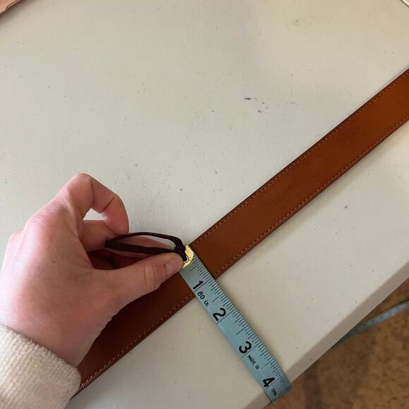 LOFT Tan Vegan Leather Outlander Loop Brass Stud Belt Size Large - Picture 7 of 10